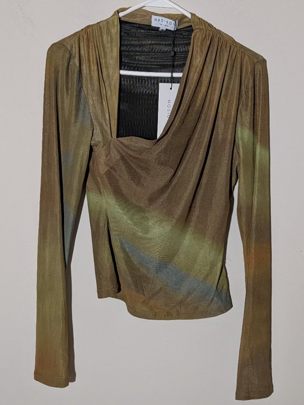 MADISON The Label Laury Mesh Top Size M Forrest Mist Green